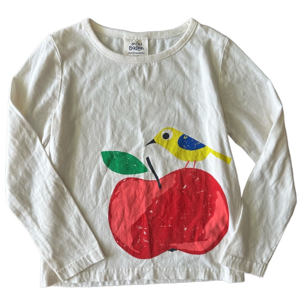 Mini Boden Apple and Bird Long Sleeve Tee 5-6Y